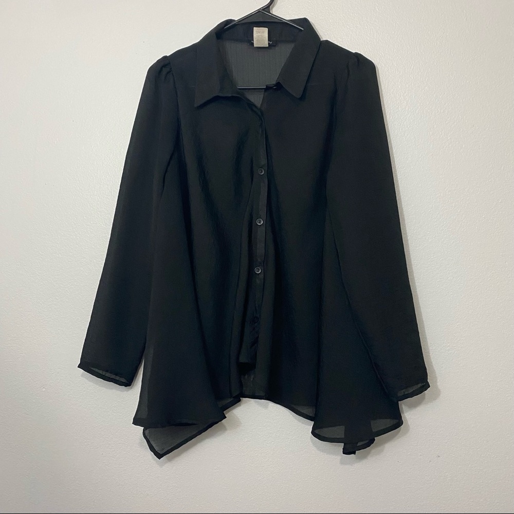 See You Monday. Ladies Size Small Sheer Black Top